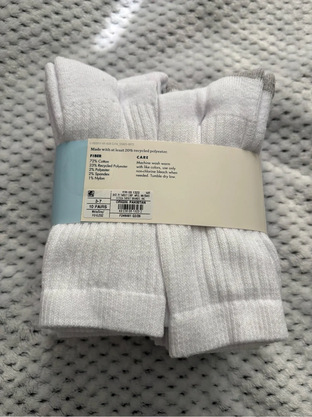 Cat & Jack Boy’s White Crew Socks - 10 Pair